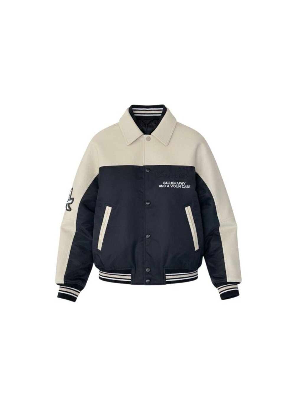 Louis Vuitton Calligraphy Leather Nylon Jacket 50 White Black